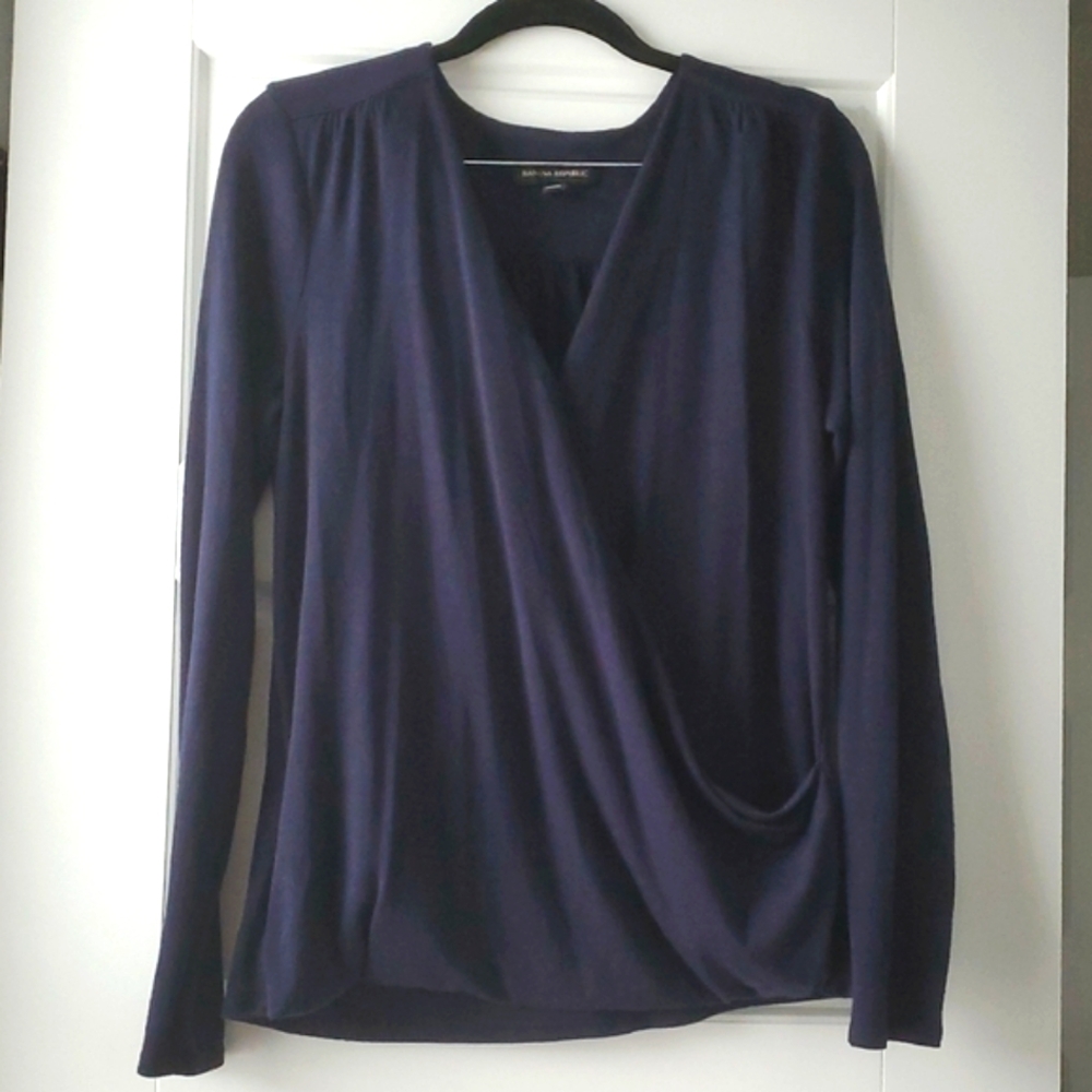 Banana Republic Navy Blue Wrap Blouse (S)